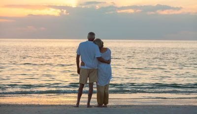 image of older couple on a beach for a blog about 3 tips to help after losing a spouse